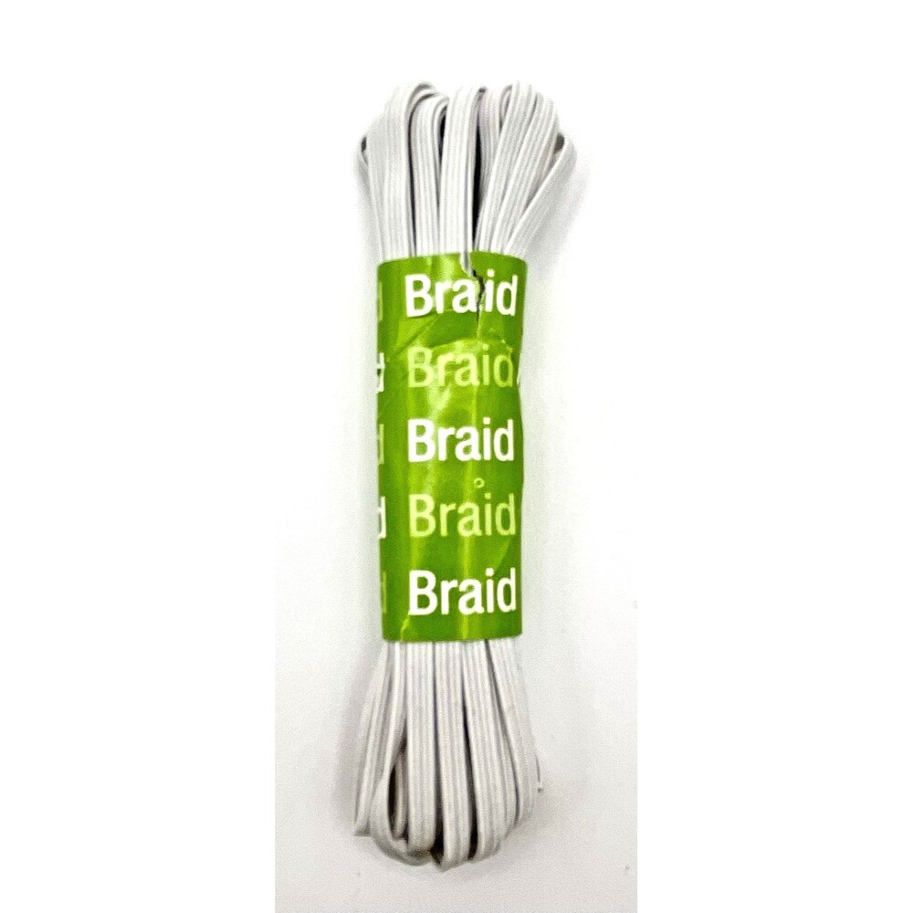 1/8” Elastic Braid Joann’s Sewing White 5 Yards